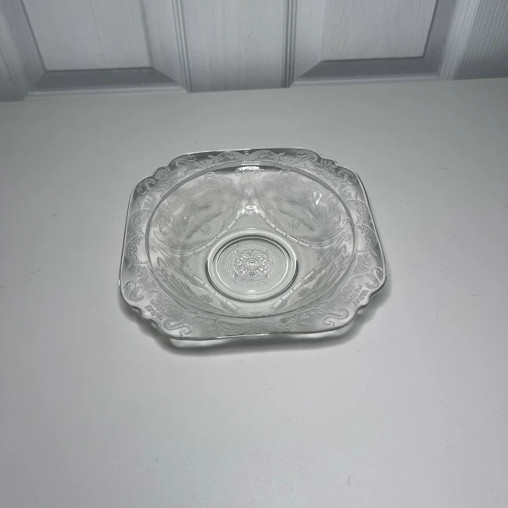 2-Vtg Indiana Glass Recollection Madrid Depression Clear Square‎ Bowls Madrid 7